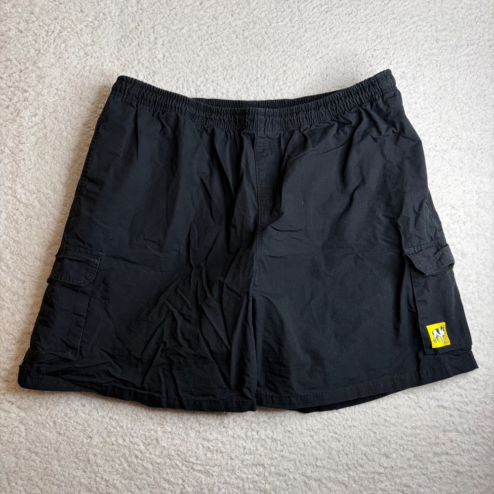 Big Dogs Mens 2X Cargo Shorts Black Ripstop Elastic Waist Paratrooper Y2K